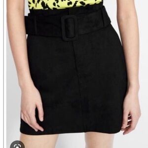 Zara Black Suede Belted Skirt